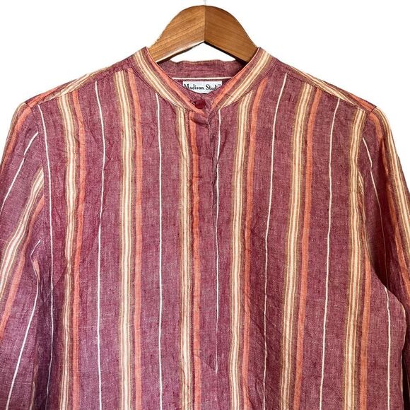 Madison Studio 100% linen striped button down shirt - Picture 2 of 8